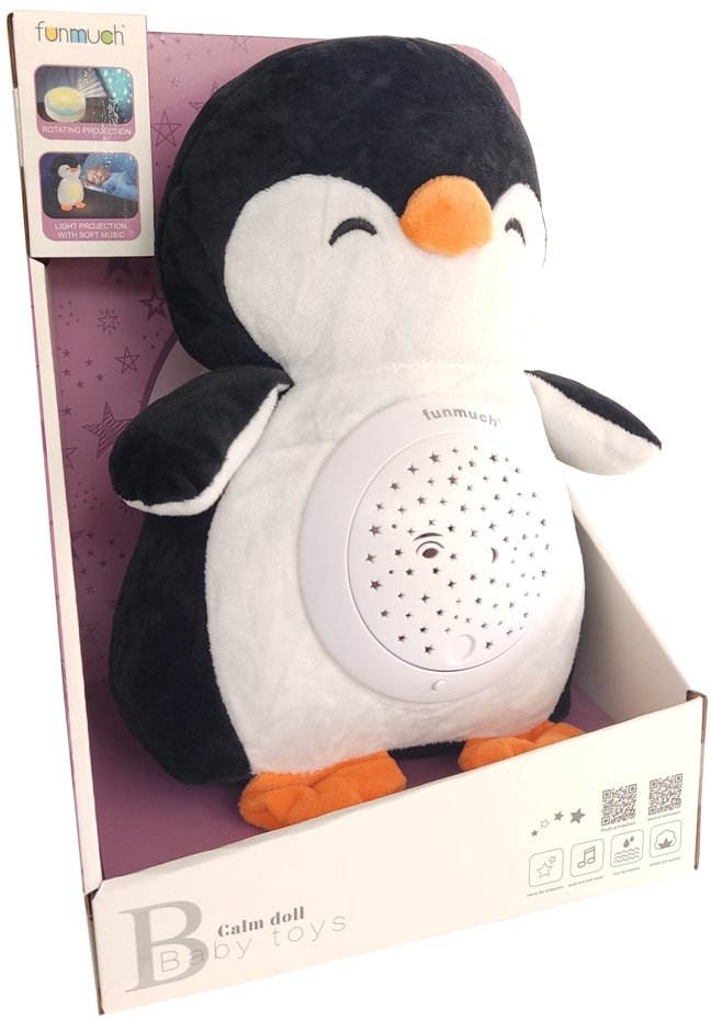 INTERAKTYWNY PLUSZOWY PINGWIN 666-45 PROJEKTOR POZYTYWKA DO USYPIANIA SPIJ