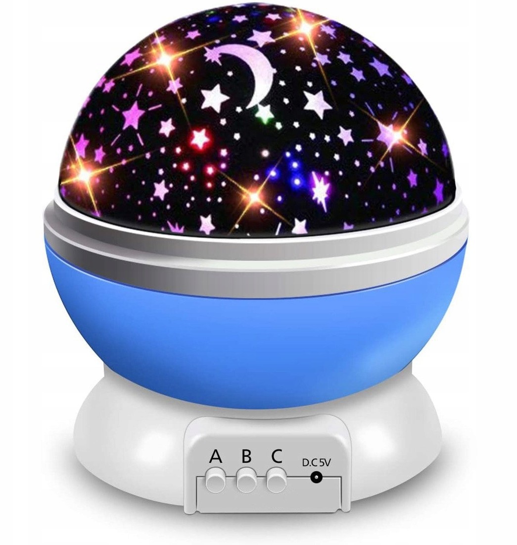 Lampka Nocna Led 2w1 Projektor Gwiazd Obrotowa 360