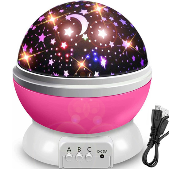 Lampka nocna projektor gwiazd 2w1 USB niebieska